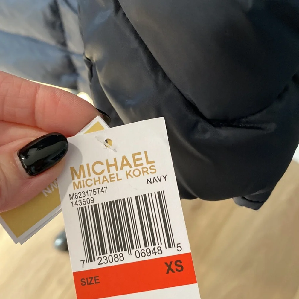 Michael Kors puffer jacket new with tags extra small navy - Picture 5 of 7